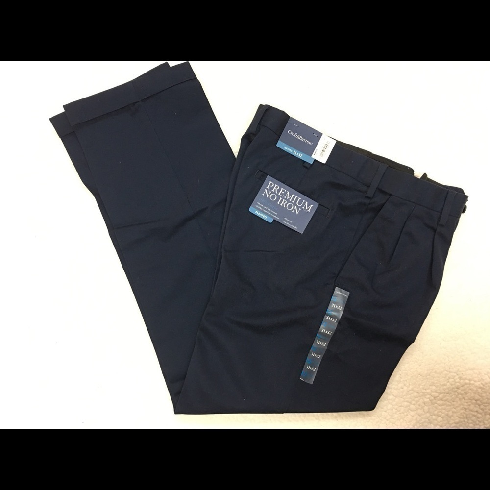 Men's‎ croft & barrow pleated no iron pants NAVY